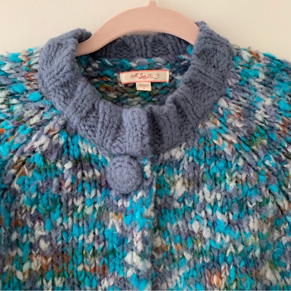 Cropped Bolero Mini Cardigan in turquoise, purple, grey knit - Picture 3 of 5